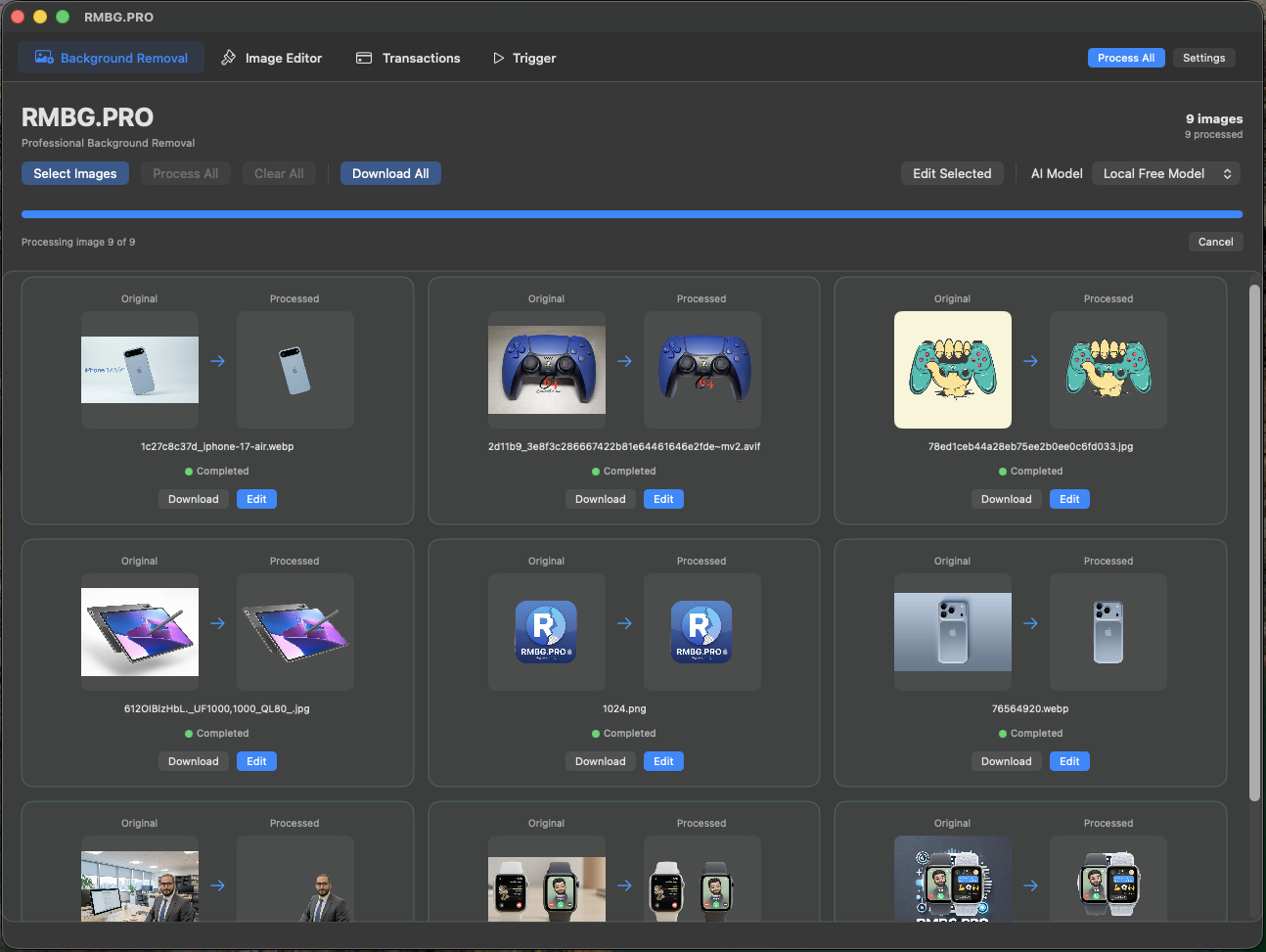 RMBG PRO for macOS Interface