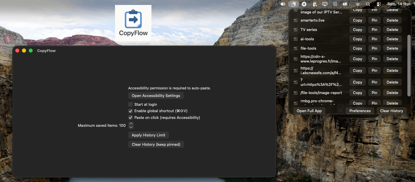CopyFlow macOS Preferences Panel
