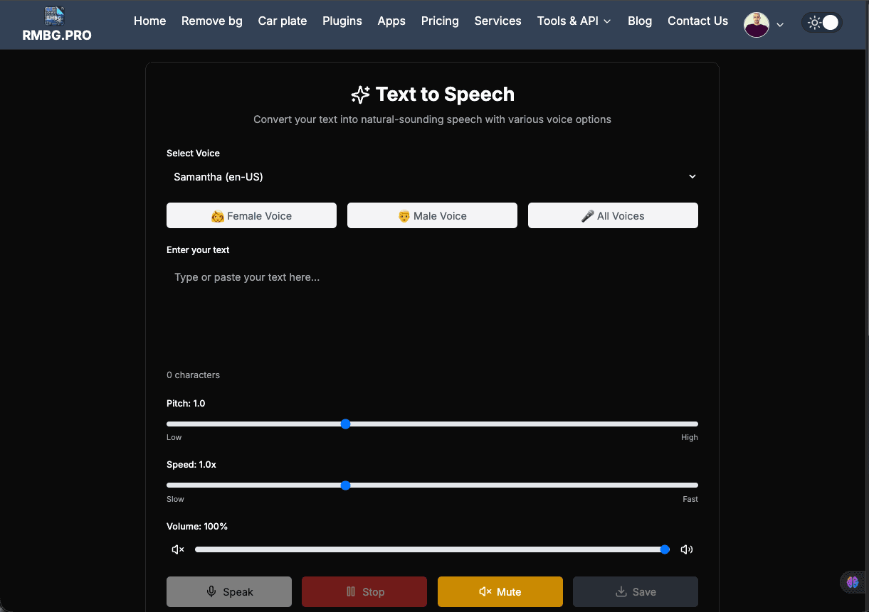 Text to Speech AI Interface