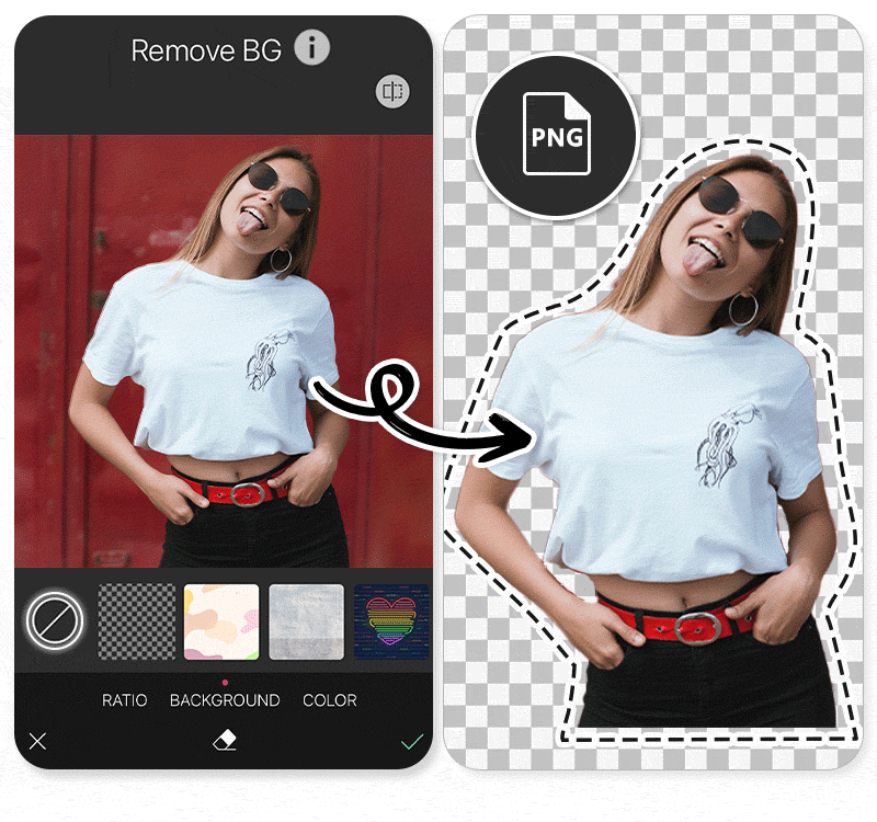Online transparent cutout tool - before and after background removal
