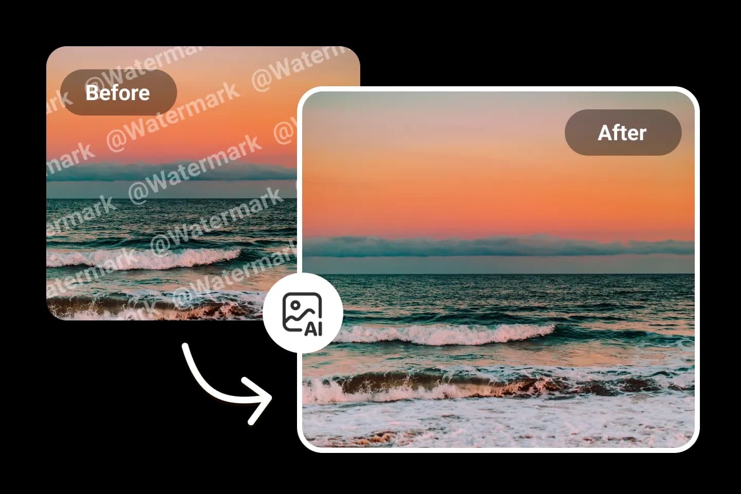 Object inpainting brush tool - adjusting brush thickness for watermark removal